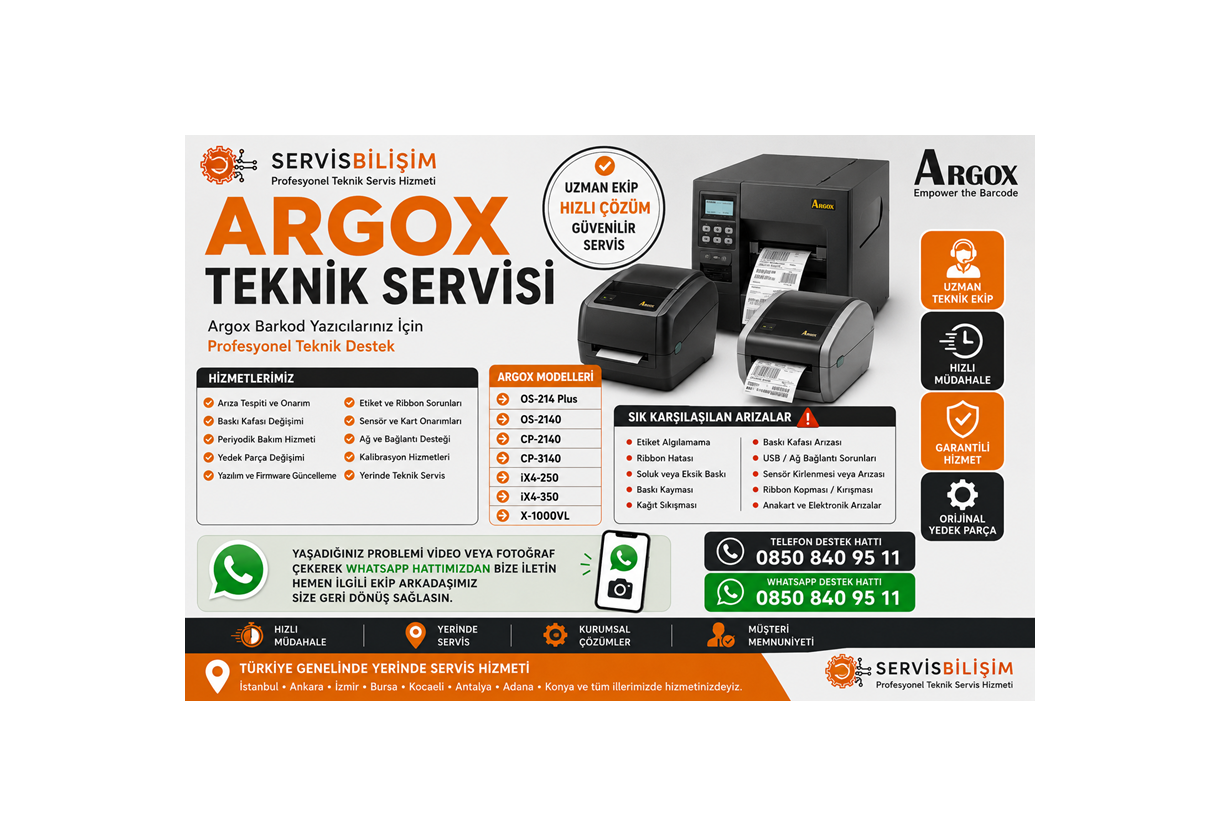 Argox Barkod Yazıcı Servisi 0850 840 95 11