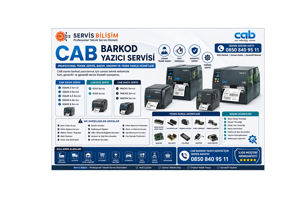Cab Barkod Yazıcı Servis 0850 840 95 11