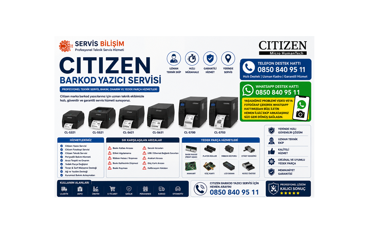 Citizen Barkod Yazıcı Servisi 0850 840 95 11