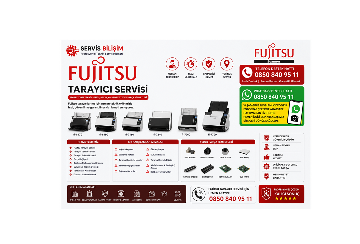 Fijitsu Tarayıcı Servisi 0850 840 95 11