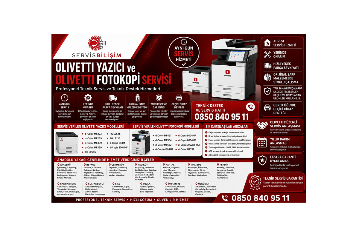 Olivetti Yazıcı  ve Fotokopi Servisi - 0850 840 95 11