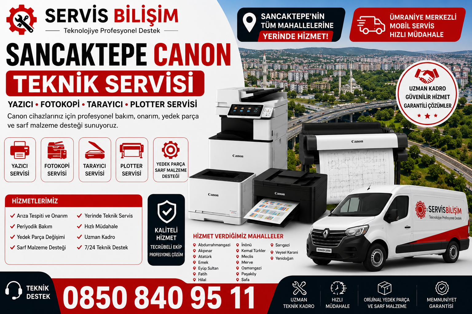 Sancaktepe - Canon Fotokopi - Yazıcı - Plotter Servisi 0850 840 95 11