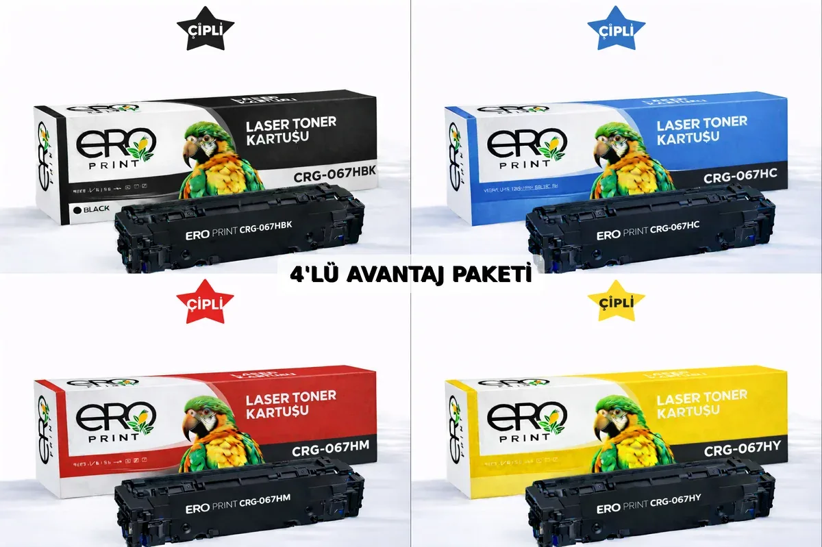 CANON CRG-067 Muadil Toner - 3100 Sayfalık - 4 Renk Toner Set