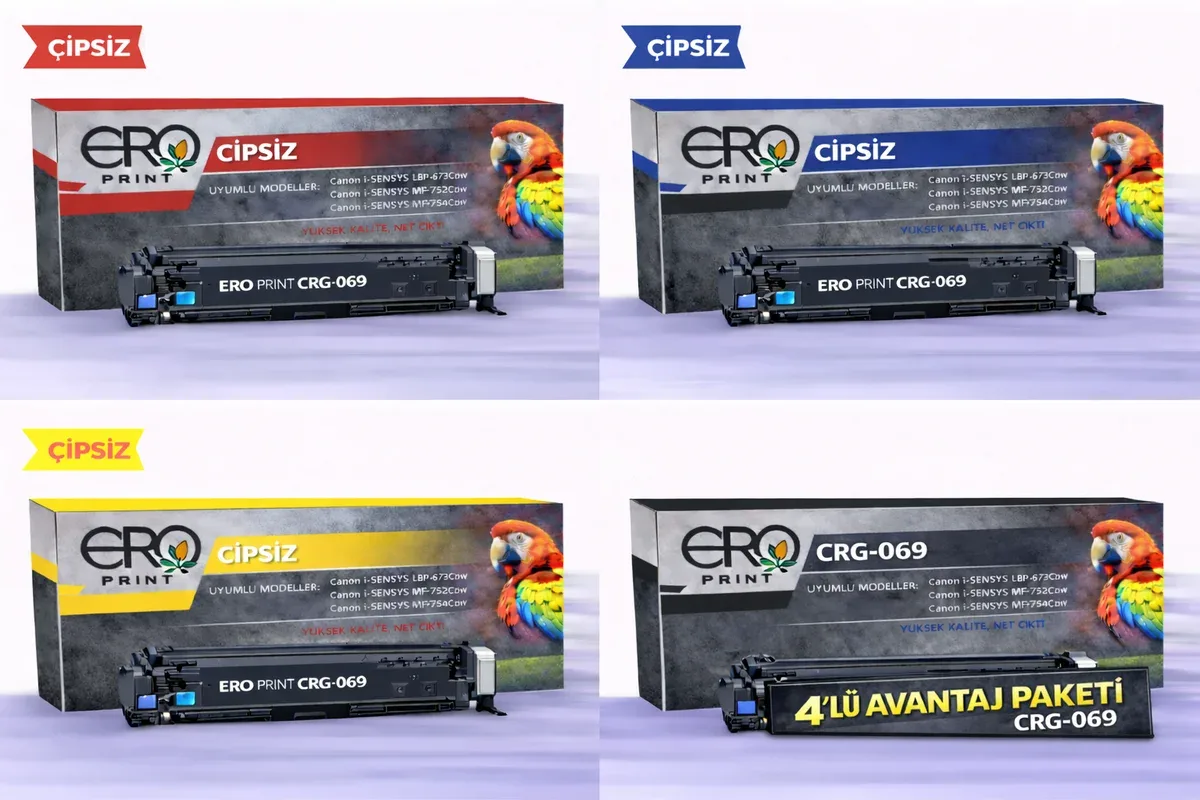 Canon CRG 069 Standart Kapasite 4 Renk Set Çipsiz Muadil Toner