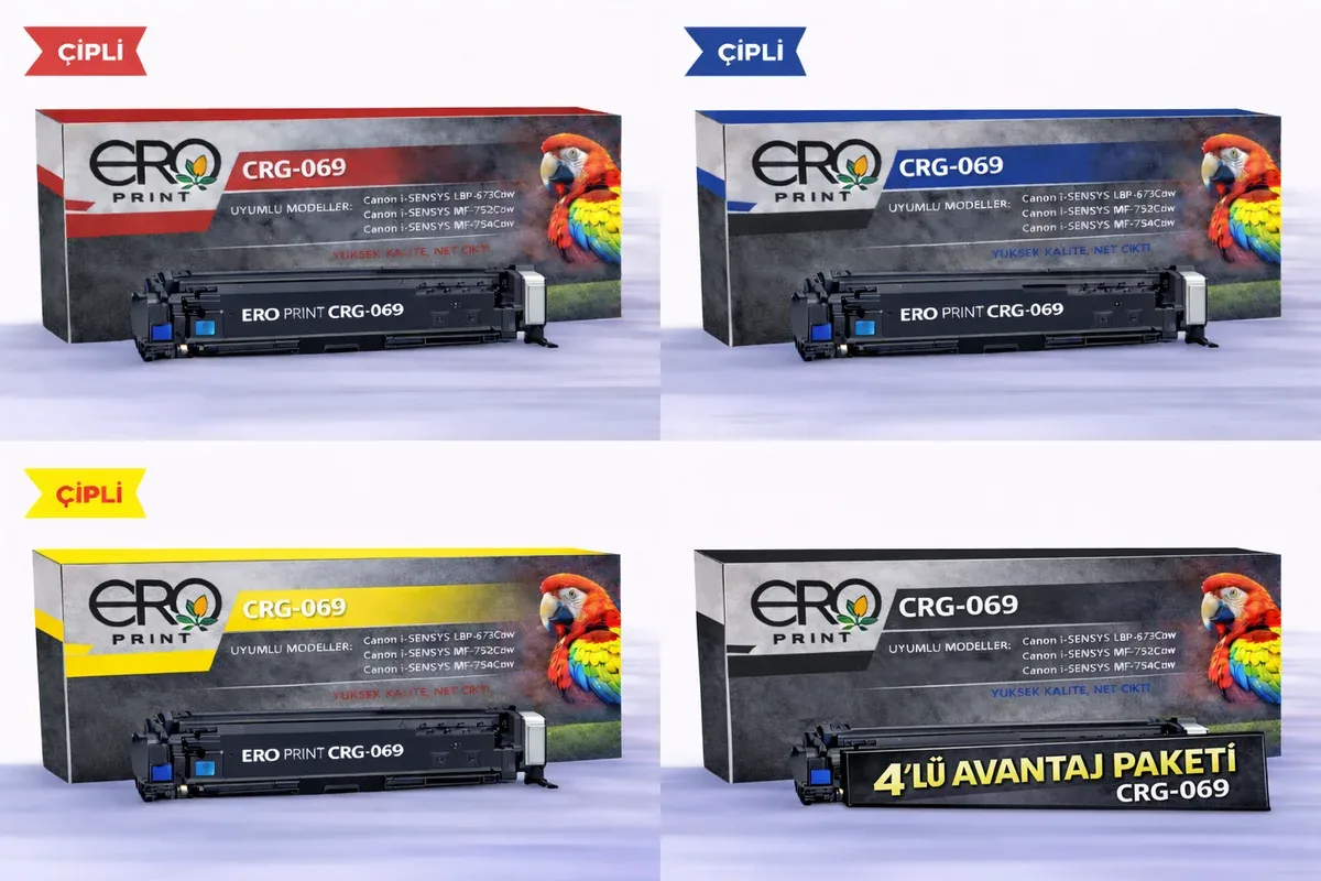 Canon CRG 069 Standart Kapasite 4 Renk Set Çipli Muadil Toner