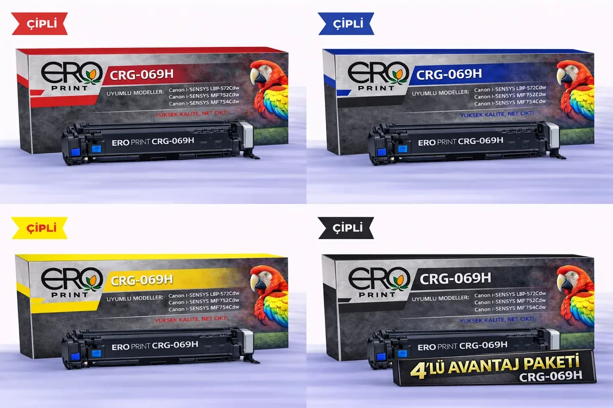 Canon CRG 069 Yüksek Kapasite 4 Renk Set Çipli Muadil Toner