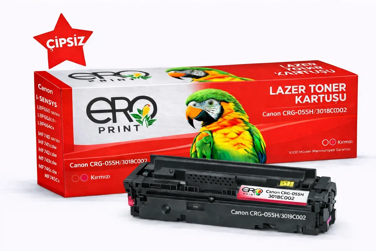 Canon CRG 055H Kırmızı Muadil Toner - 6000 Sayfalık Çipsiz Toner