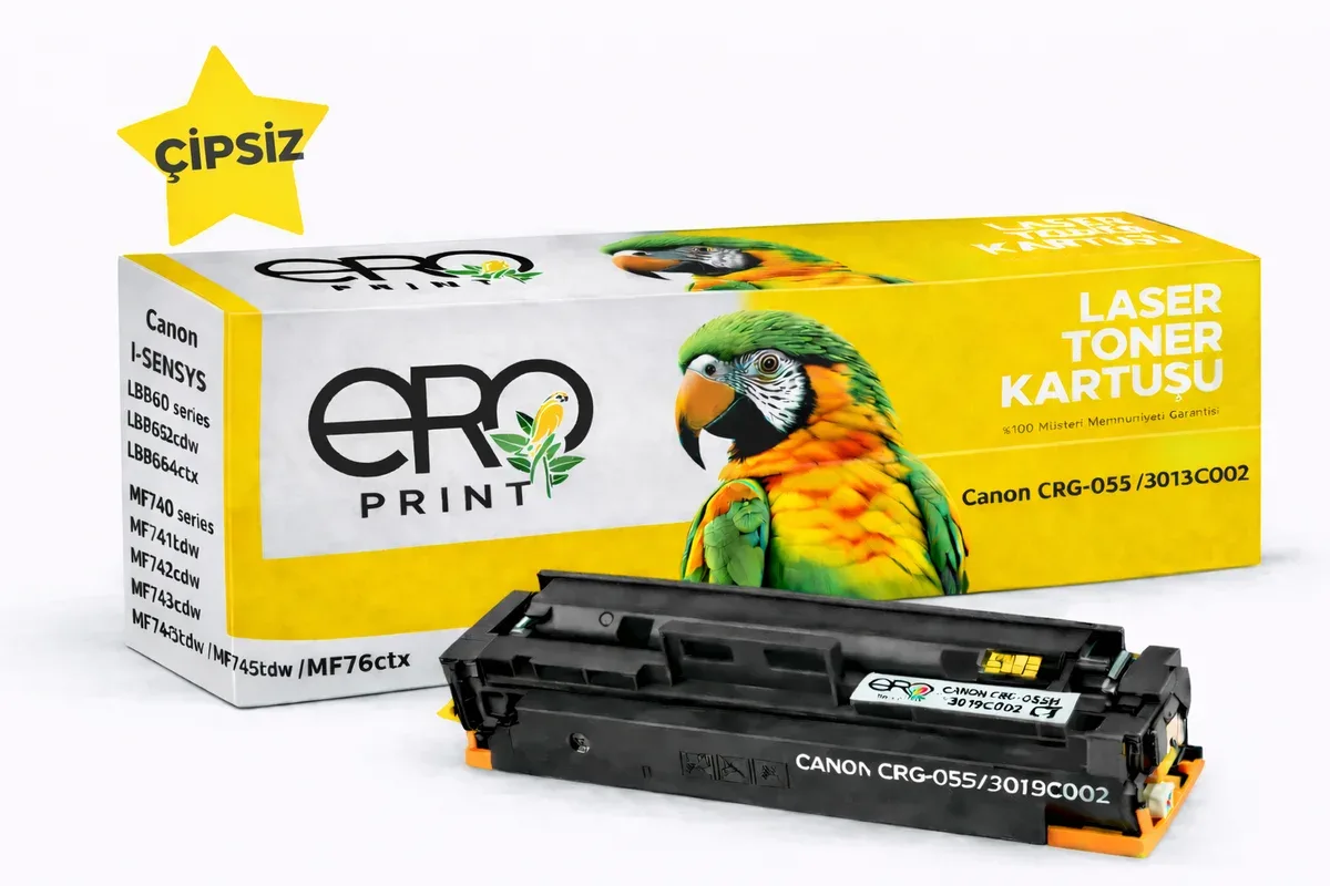 Canon CRG 055 Sarı Muadil Toner - 2100 Sayfalık Çipsiz Toner