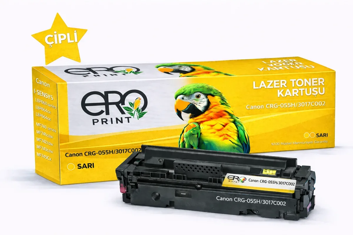 Canon CRG 055H Sarı Muadil Toner - 6000 Sayfalık Çipli Toner