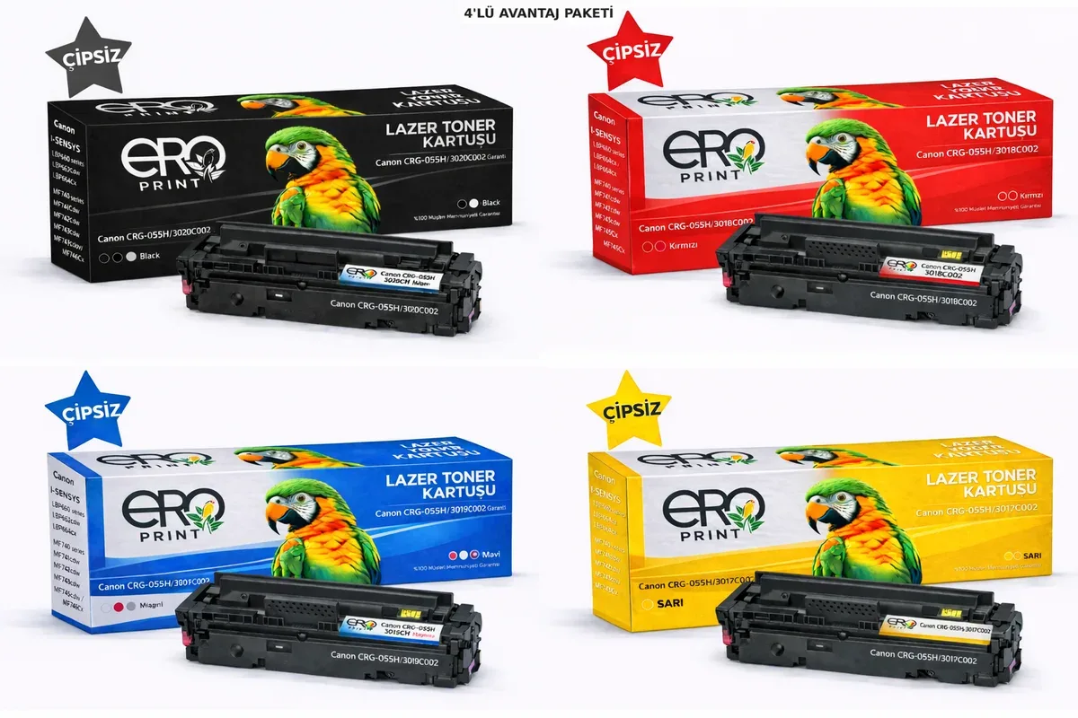 Canon CRG 055H Yüksek Kapasiteli Çipsiz Muadil Toner Set