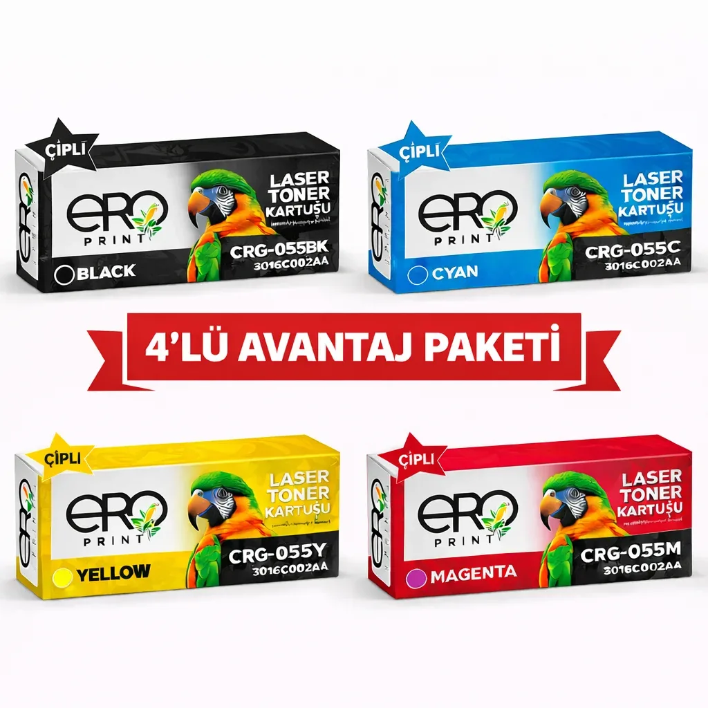 Canon CRG 055 Standart Kapasiteli Çipli Muadil Toner Set