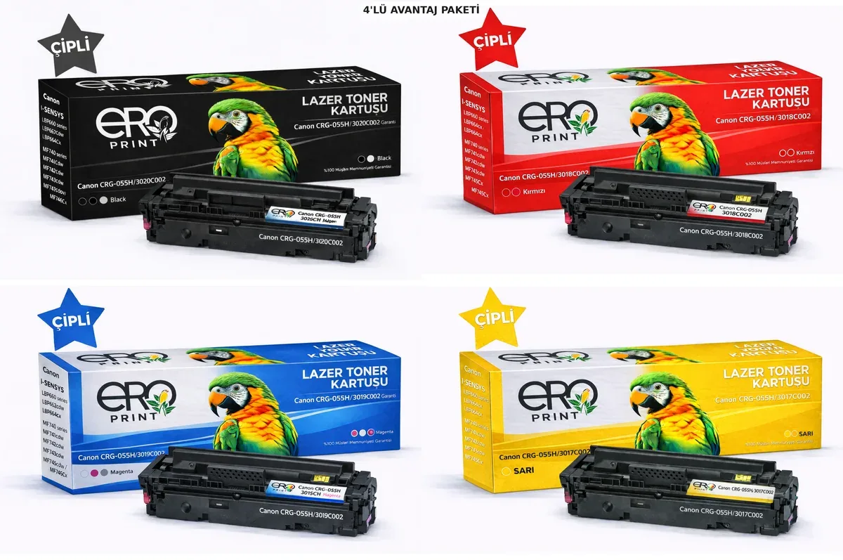 Canon CRG 055H Yüksek Kapasiteli Çipli Muadil Toner Set