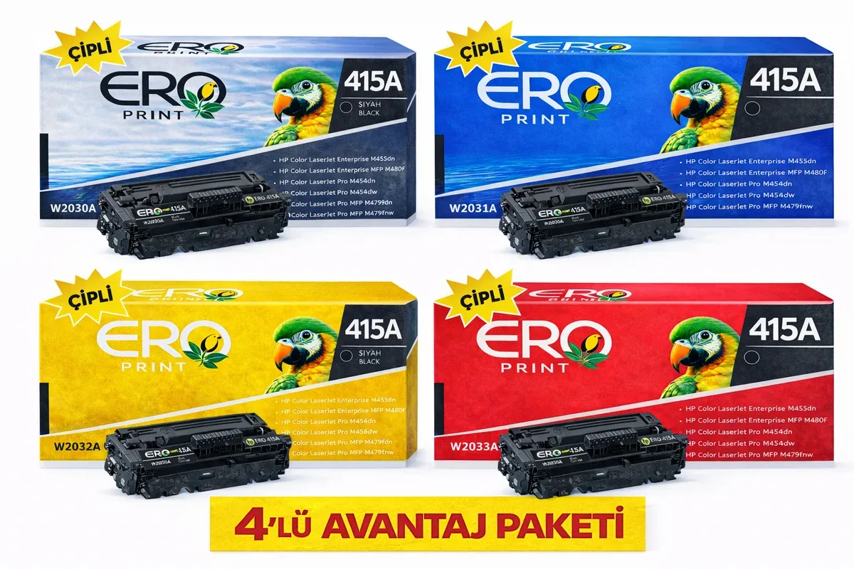 HP 415A Muadil Toner - Standart Kapasiteli 4 Renk Çipli Muadil Toner