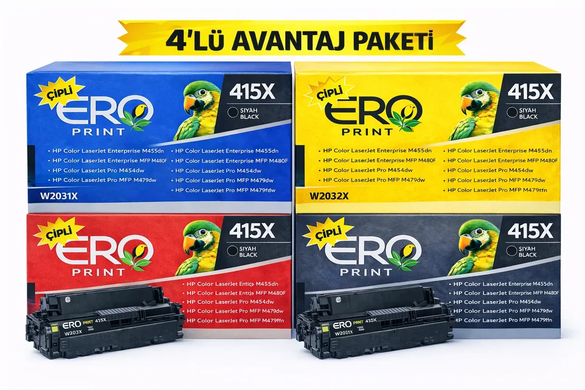 HP 415X Muadil Toner - Yüksek Kapasiteli 4 Renk Çipli Muadil Toner