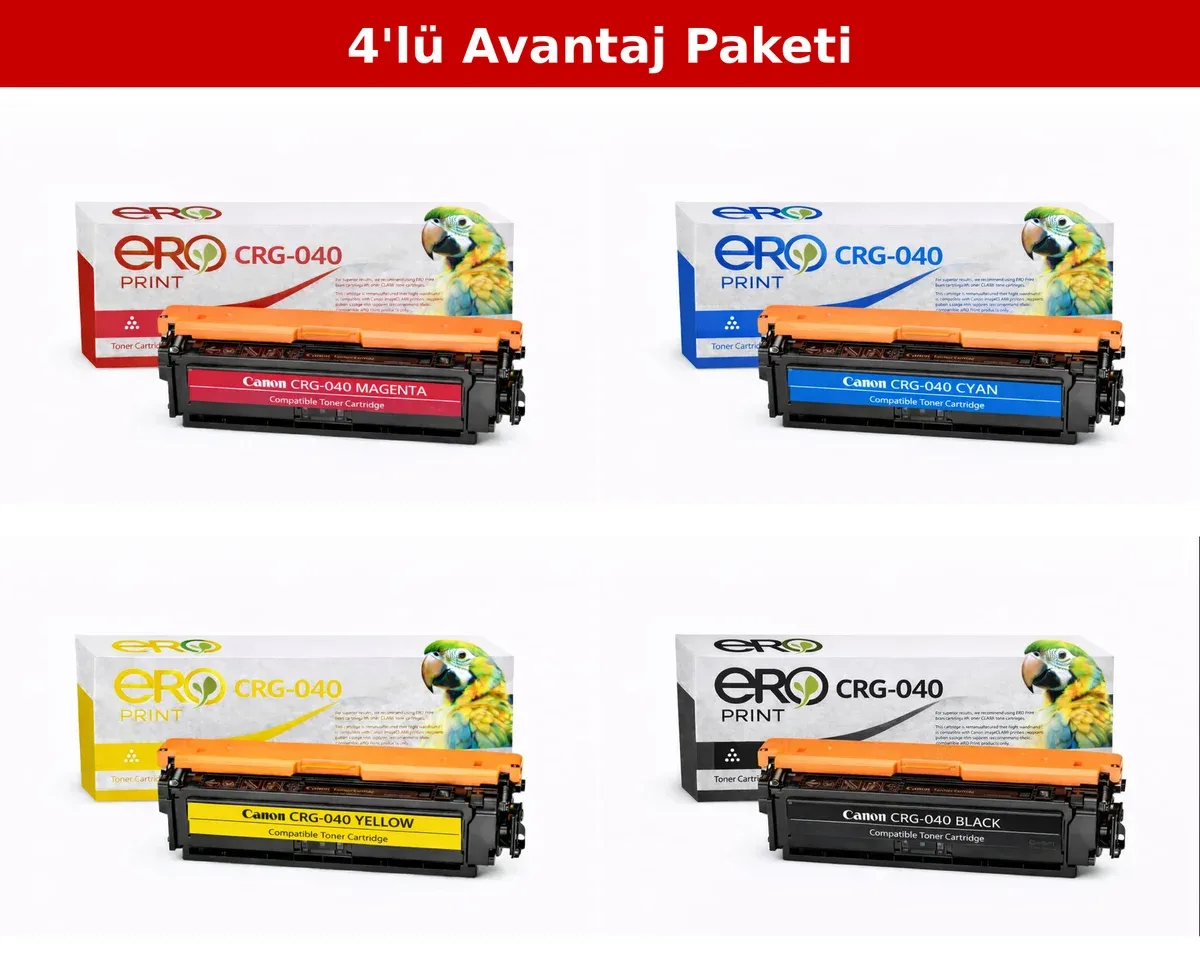 Canon 040 İçin 4 Renk Çipli Muadil Toner Set