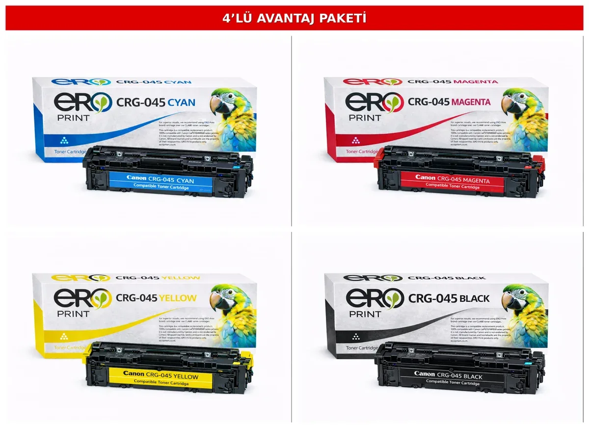 Canon 045 Serisi İçin 4 Renk Set Muadil Toner