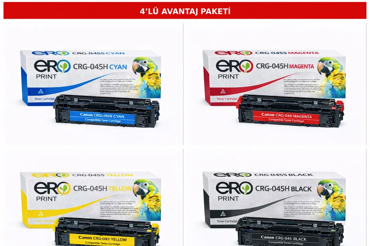 Canon 045H Serisi İçin 4 Renk Set Muadil Toner