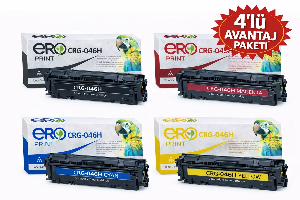 Canon 046H İçin 4 Renk Çipli Muadil Toner Set