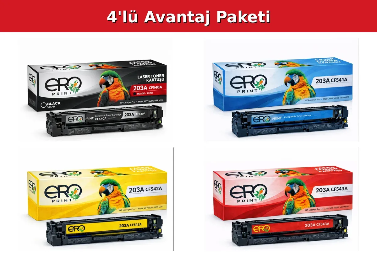 HP 203A Muadil Toner - 4 Renk Set