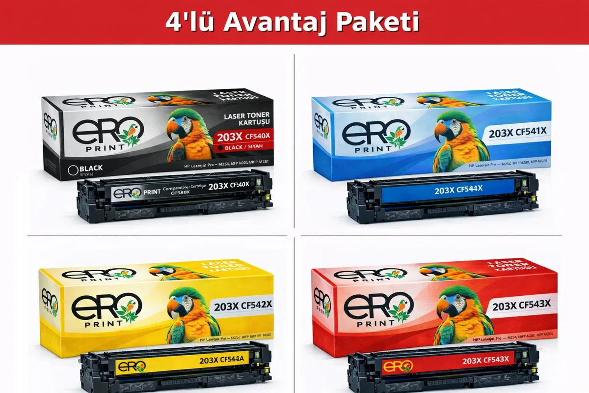 HP 203X Muadil Toner - 4 Renk Set