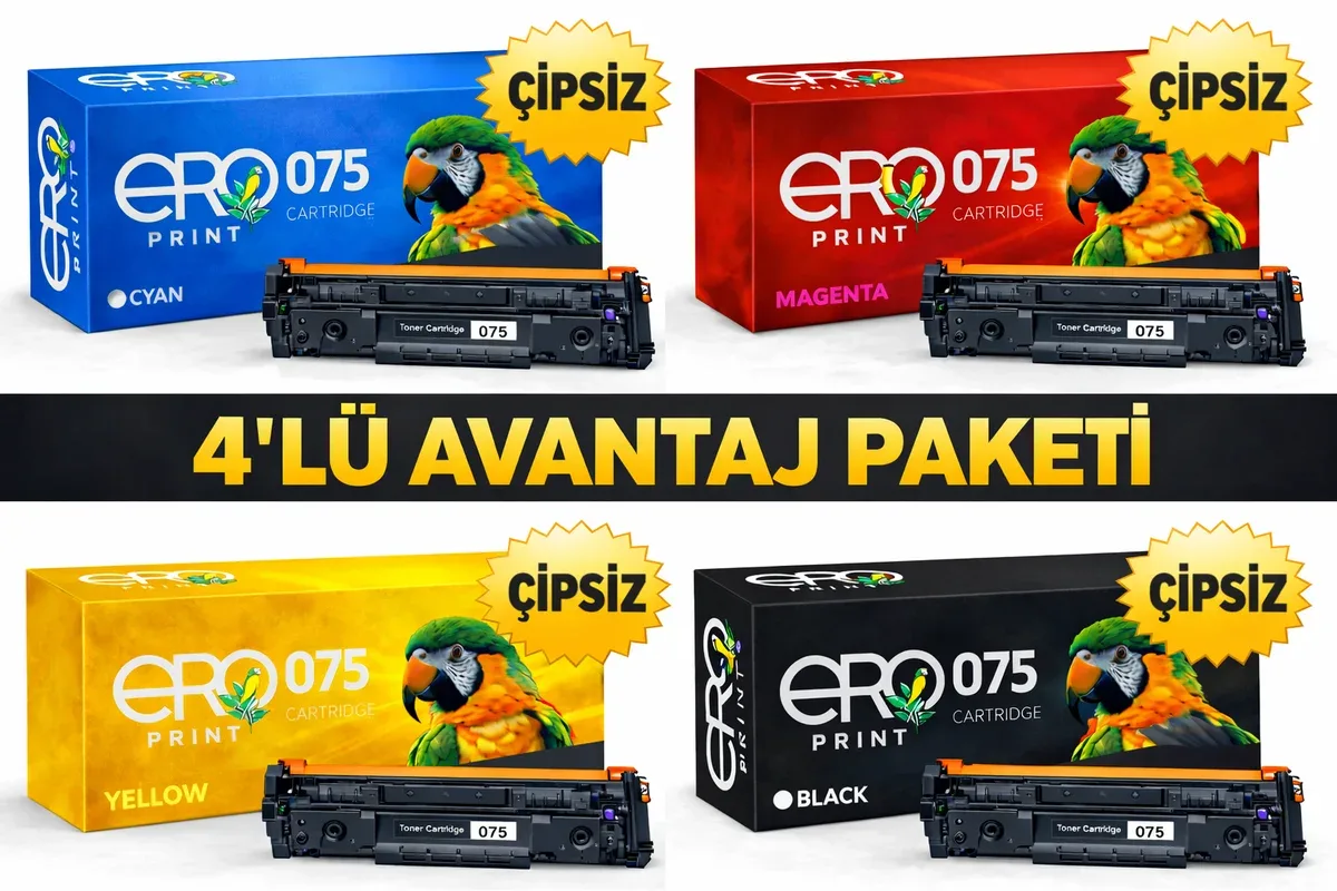 Canon CRG-075 Muadil Toner - 4 Renk Set Çipsiz
