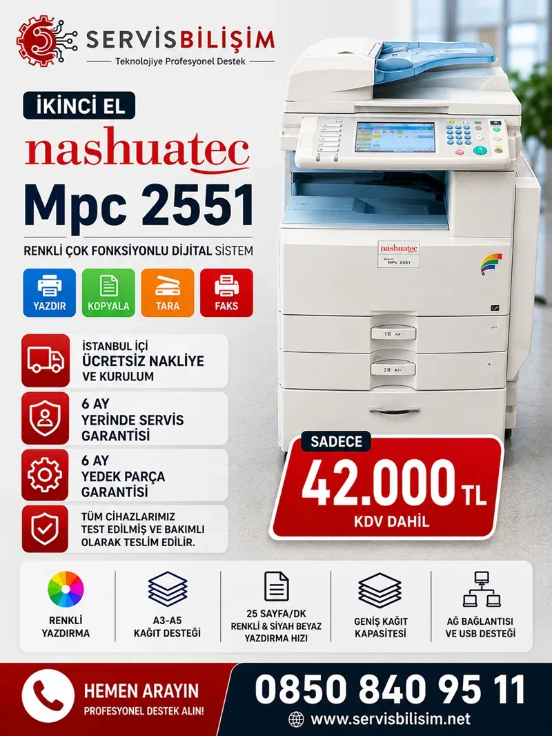 Nashuatec MPC-2551 A3 Renkli Fotokopi - Yazıcı - Tarayıcı
